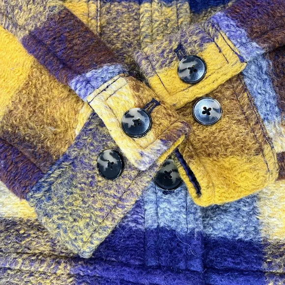 Aritzia Wilfred Free Autumn Wool Cropped Shacket Yellow, Purple, Blue  Size XS - Picture 7 of 11